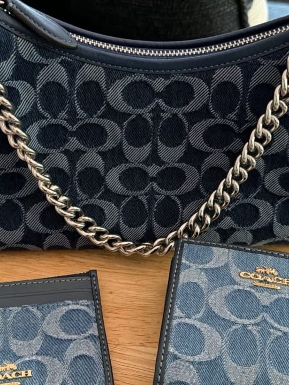 Coach Juliet 25 - Blue Signature Jacquard Chain Shoulder Bag with Card Wallets